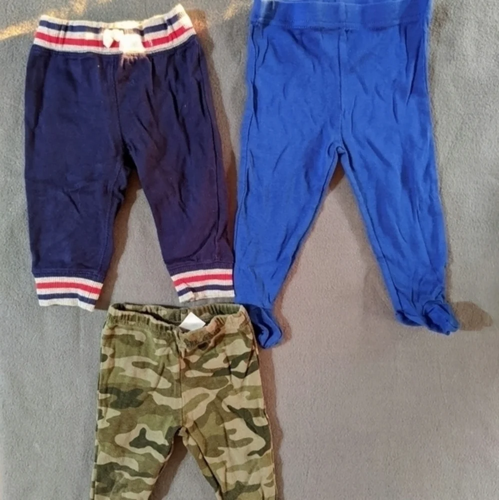 Baby boys Carter's and  Swiggles cotton pants camouflage blue size 0-3& 6 months